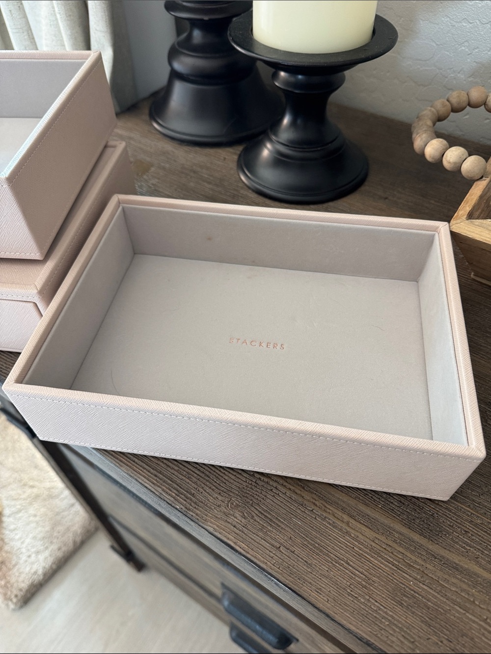 Stackers Faux Leather Jewelry Organizer Box - Blush Pink - Set of 3 - Picture 4 of 5